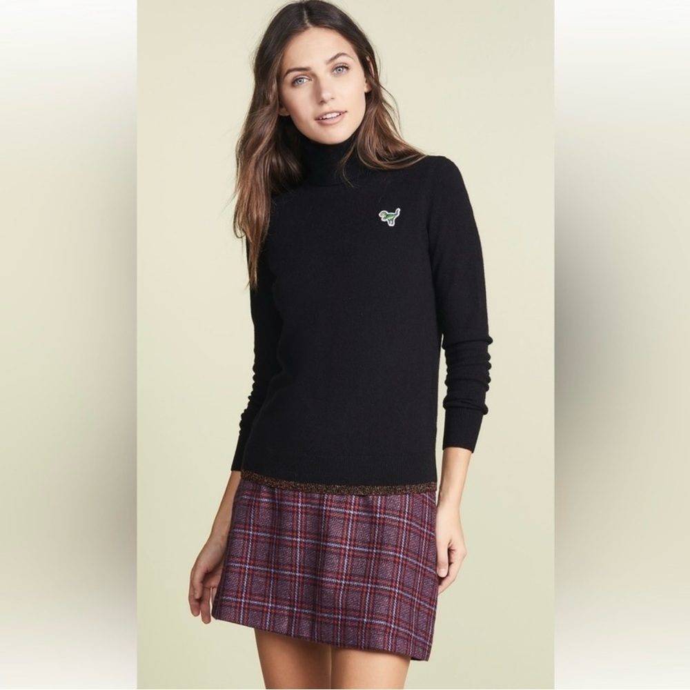 Coach Wool Cashmere Blend Rexy Patch Turtleneck Sweater Black Small
